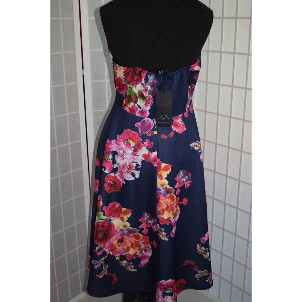 AX Paris Women's Floral Midi Flow Dress Navy Blue Size 10